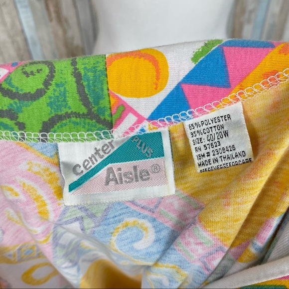 Vintage 80s 90s 20W Center Aisle Plus Size Printed Button Down Shirt Top Shacket - Picture 7 of 7